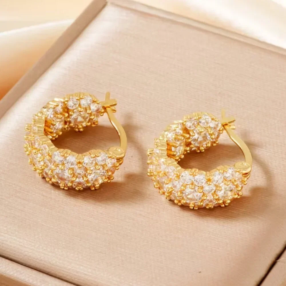14K Gold Womens 2ct Diamond Small Hoop Earrings Ladies NEW 14 K Silver Jewelry - Picture 4 of 6